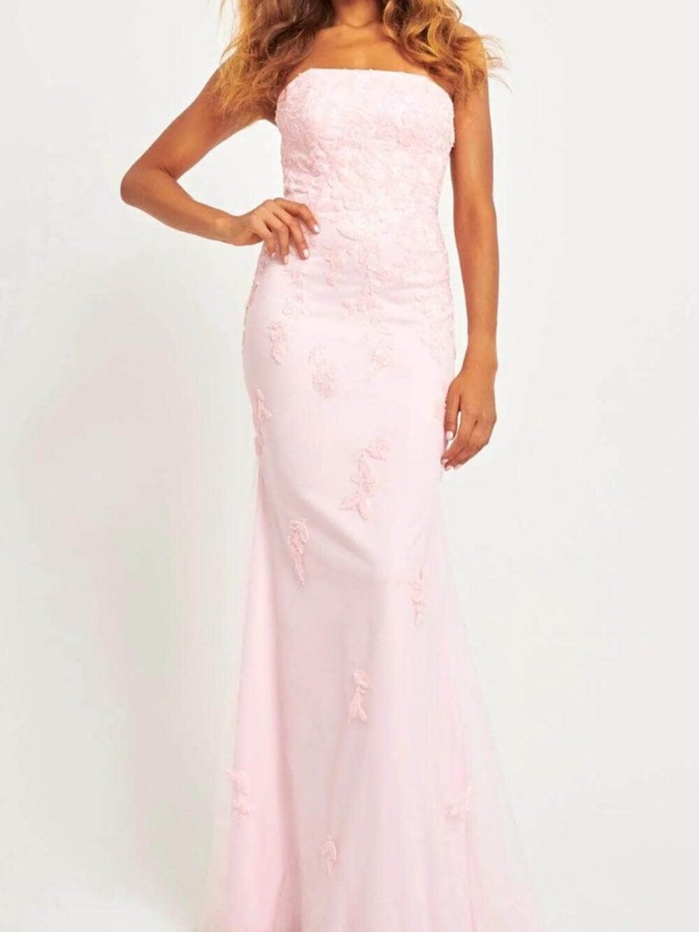 NWT Faviana 11004 Strapless Prom Gown Light Pink Size 4